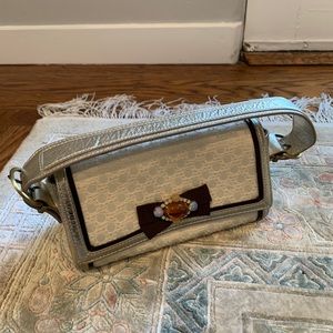 Karen Millen Cream and Gold Mini Tote H: 4” W: 8”